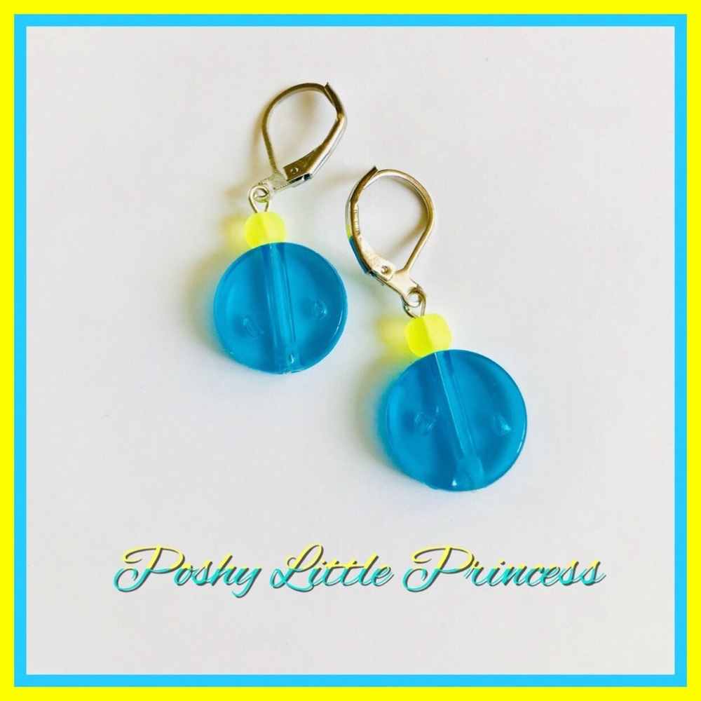 Neon Drop Earrings ~ Blu/Yellow
